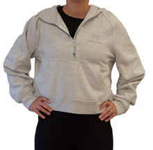 Load image into Gallery viewer, Women's Scuba Oversized 1/2 zip Hoodie *Grey or Black*
